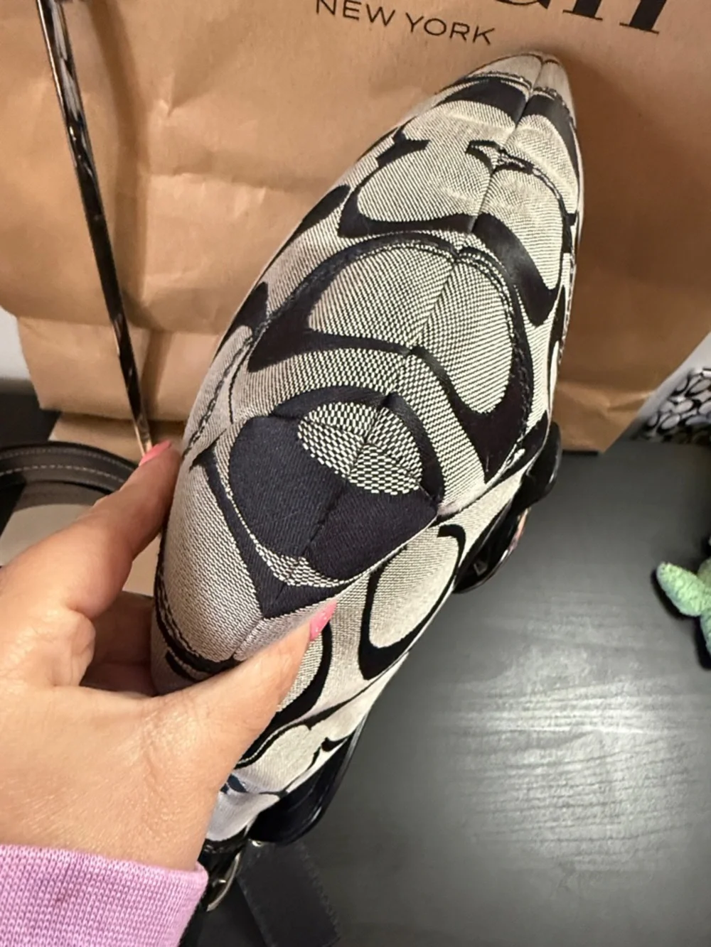 Coach Signature Leather and Canvas Flap Duffle Bag - Picture 15 of 17